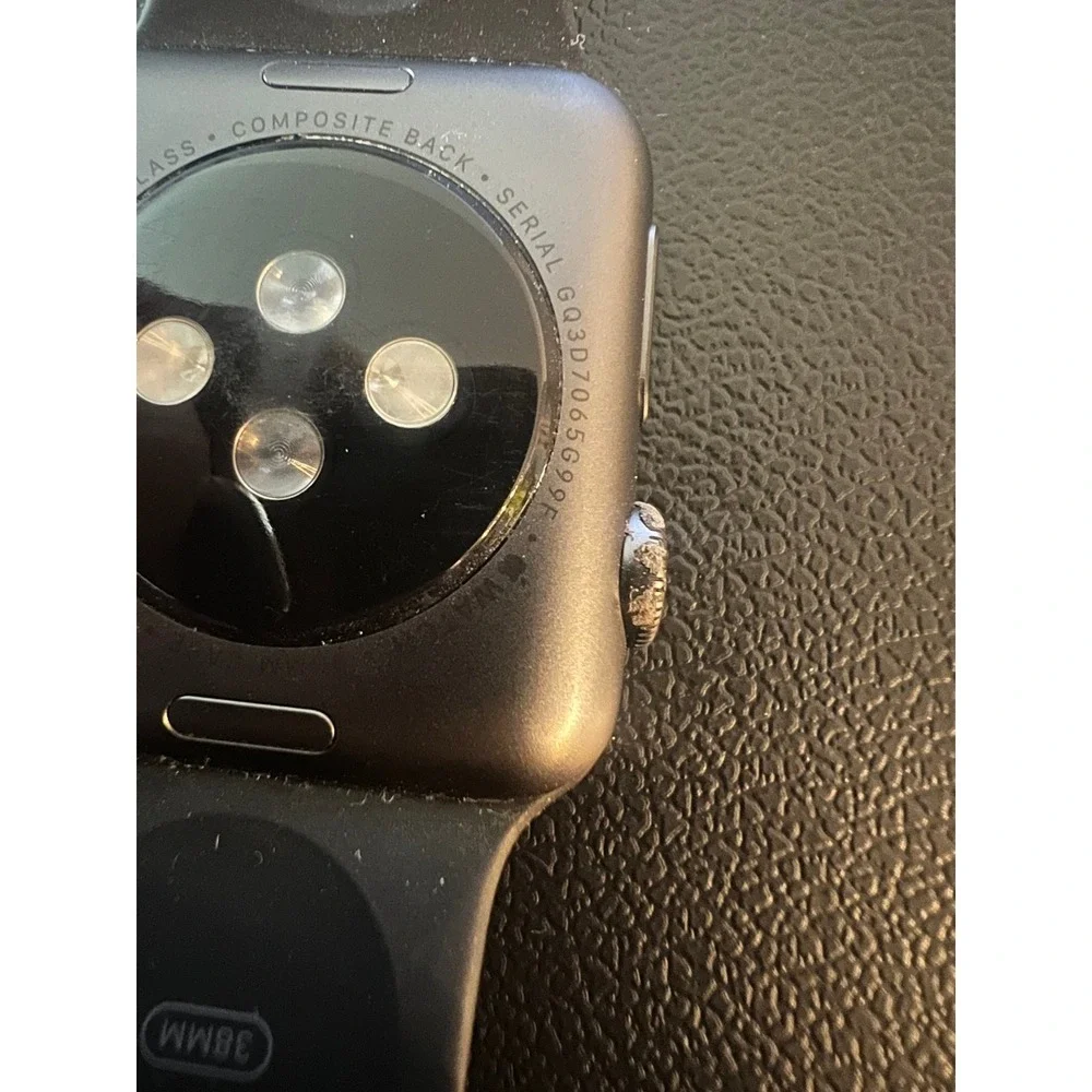 Apple Watch 1st Gen 38mm Space Gray Aluminum Case Black Sport Band 7000 Series